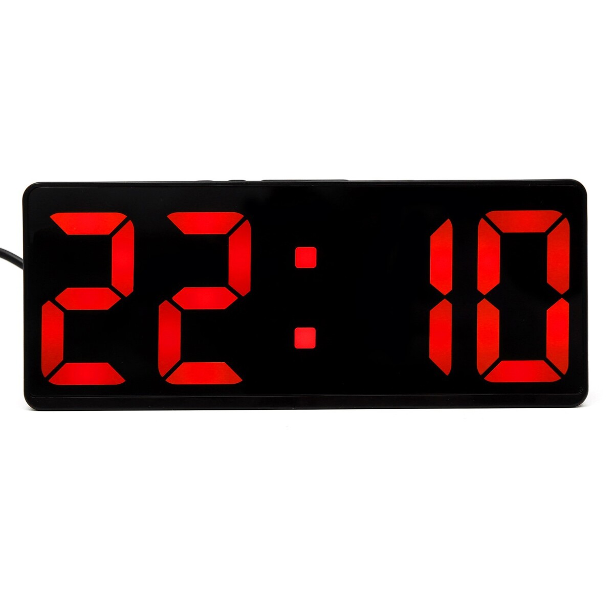 фото Часы настольные электронные: будильник, термометр, календарь, usb, 15х6.3 см, красные цифры no brand
