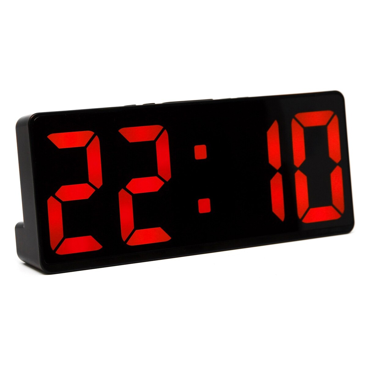 фото Часы настольные электронные: будильник, термометр, календарь, usb, 15х6.3 см, красные цифры no brand