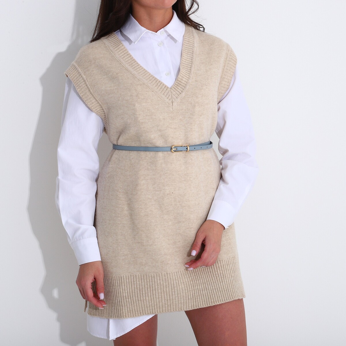 фото Ремень женский, ширина 1 см, пряжка металл, цвет голубой no brand