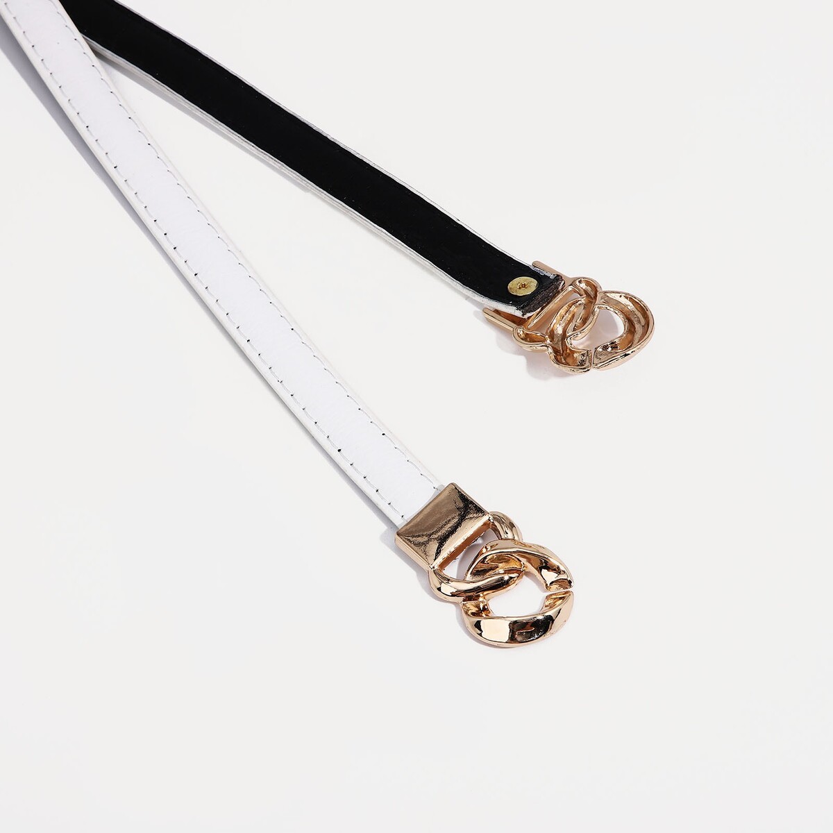 фото Ремень женский, ширина 1 см, пряжка металл, цвет белый no brand