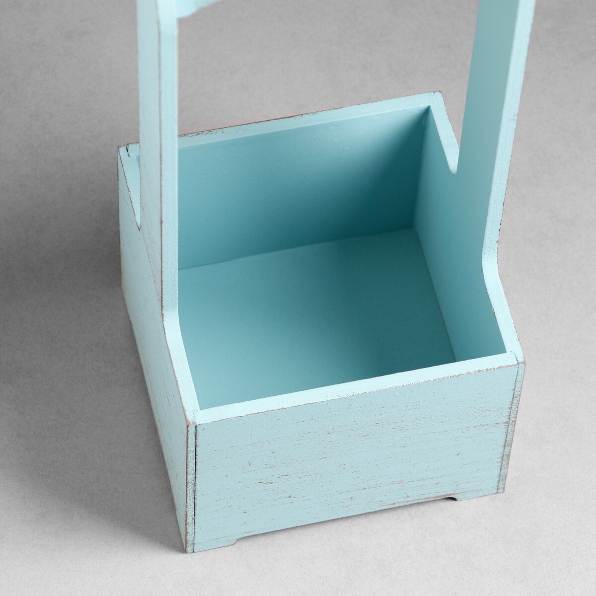 фото Кашпо - ящик деревянный 13,5х13,5х30 см серо-голубой прованс дарим красиво