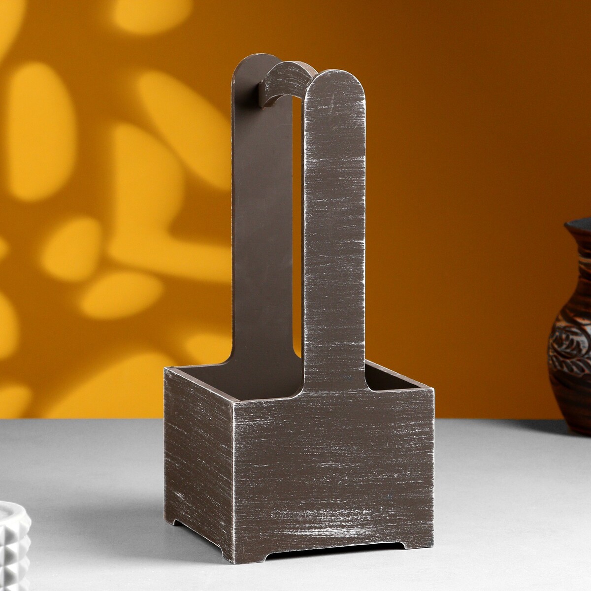 фото Кашпо - ящик деревянный 13,5х13,5х30 см коричневый прованс дарим красиво