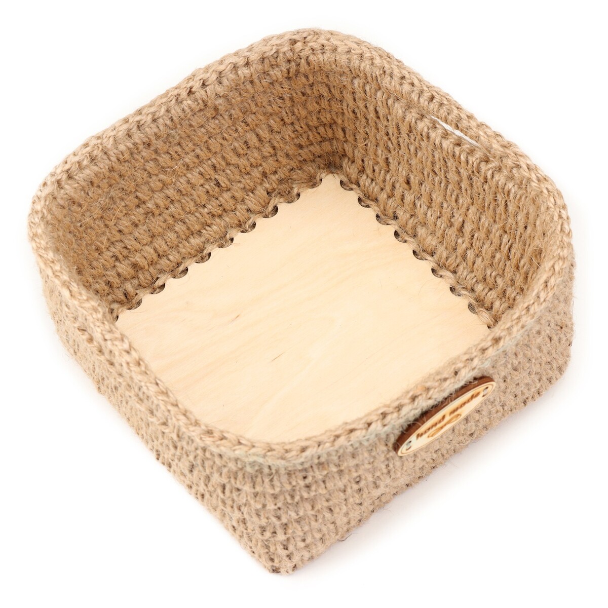 фото Корзина для хранения, квадрат, джут no brand