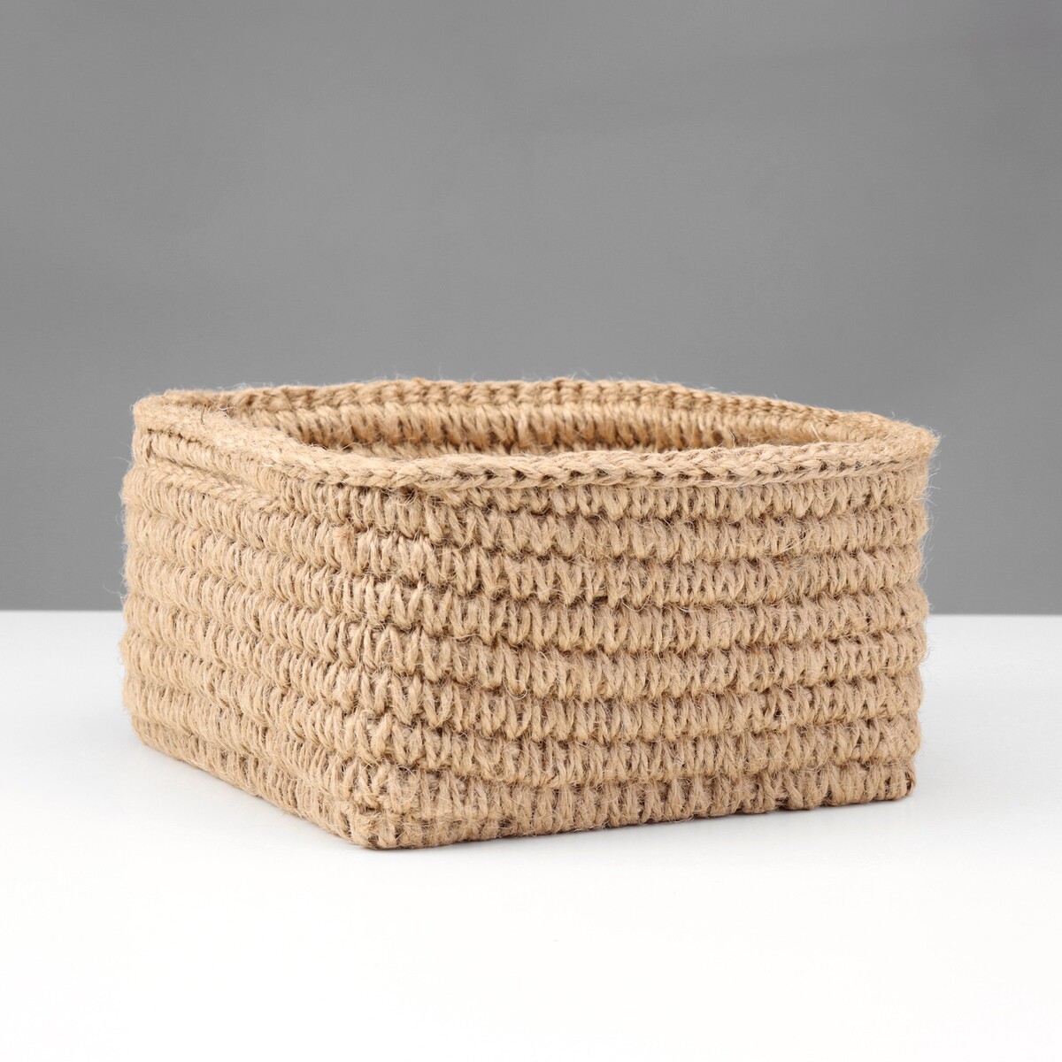фото Корзина для хранения, квадрат, джут no brand