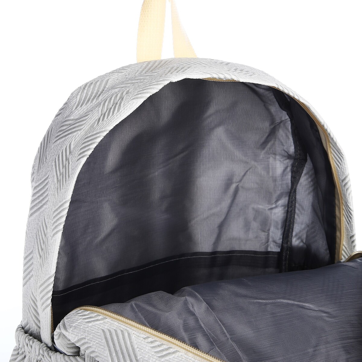 фото Рюкзак школьный из текстиля на молнии, 3 кармана, цвет серый no brand
