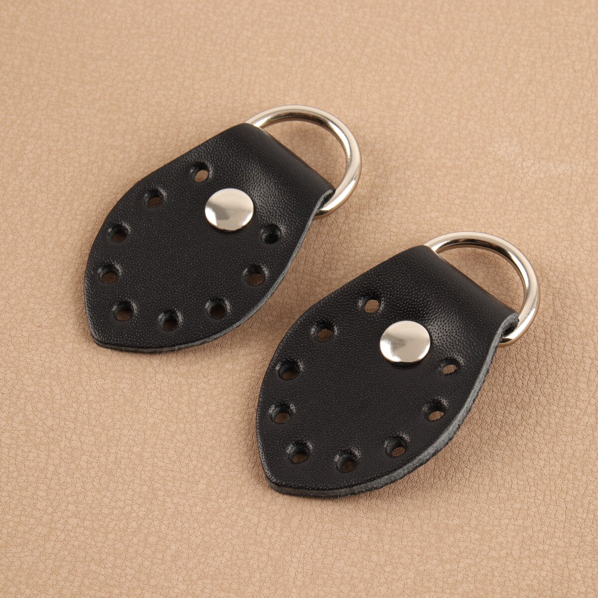 фото Петля пришивная для сумки, с полукольцом, пара, 6 × 3,5 см, цвет черный/никель no brand