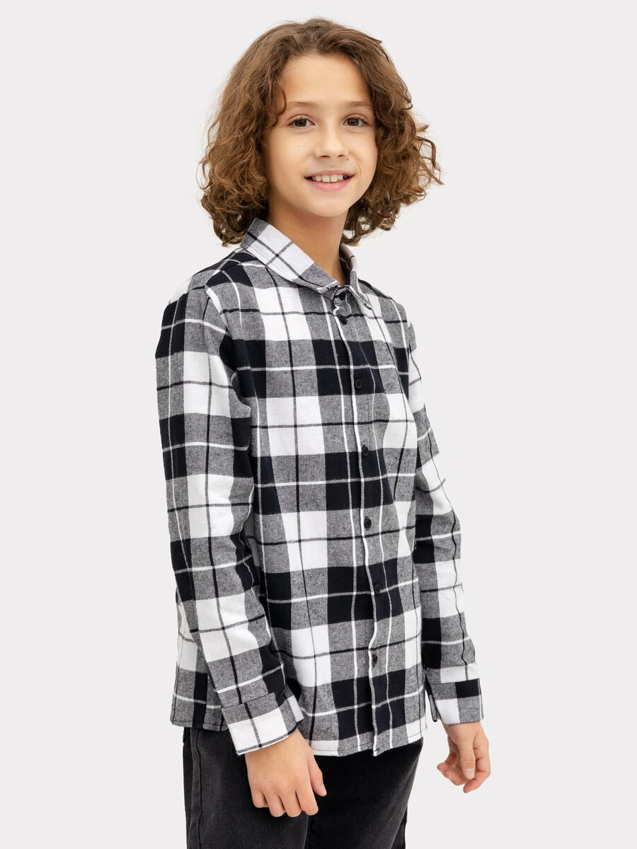 фото Рубашка для мальчиков в черно-белую клетку mark formelle
