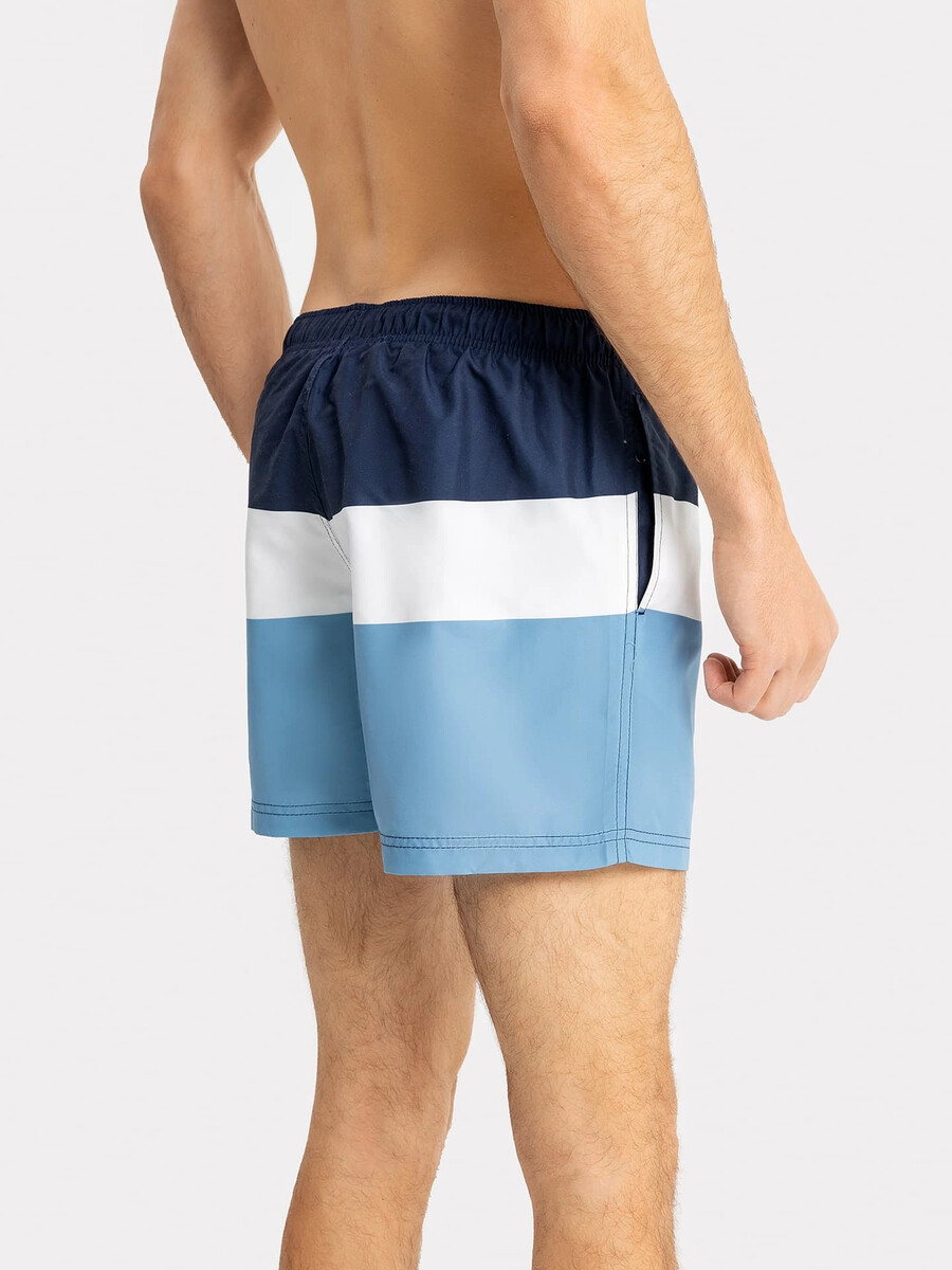 фото Шорты мужские спортивные для купания трехцветные, синий, белый, голубой mark formelle