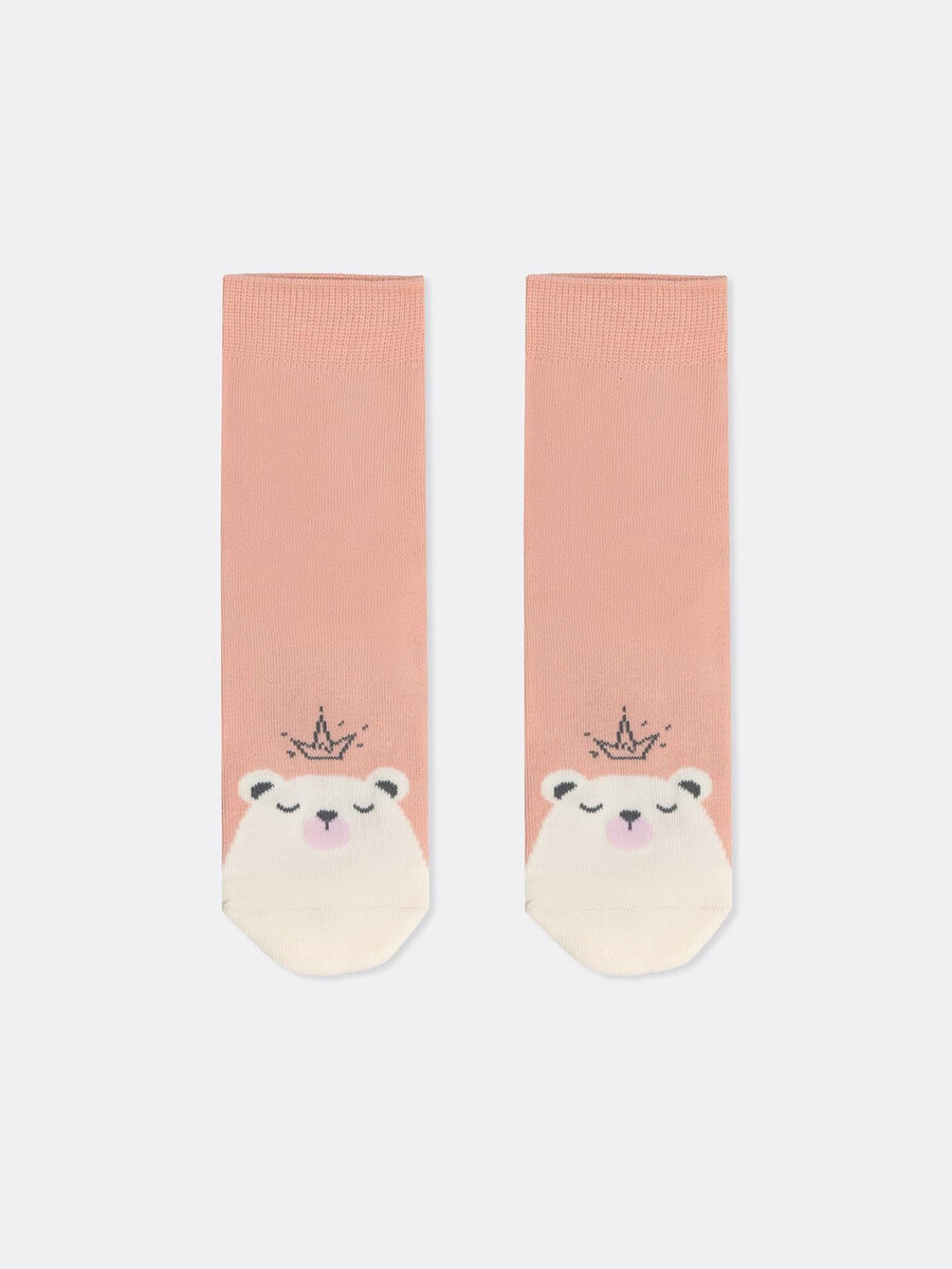 фото Детские махровые носки персикового цвета с белыми мишками mark formelle