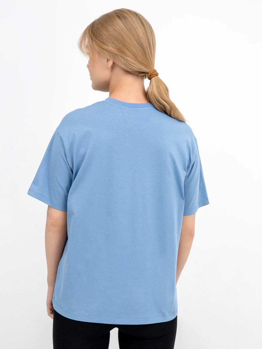фото Однотонная хлопковая футболка в голубом цвете mark formelle