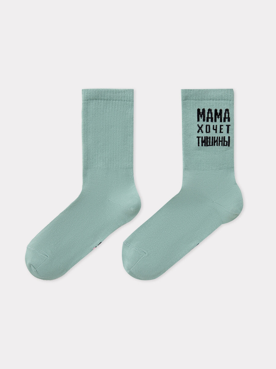 фото Носки женские зеленые с рисунком в виде надписи mark formelle