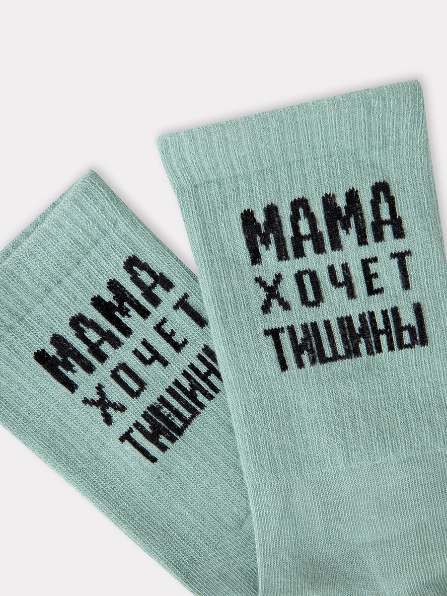 фото Носки женские зеленые с рисунком в виде надписи mark formelle
