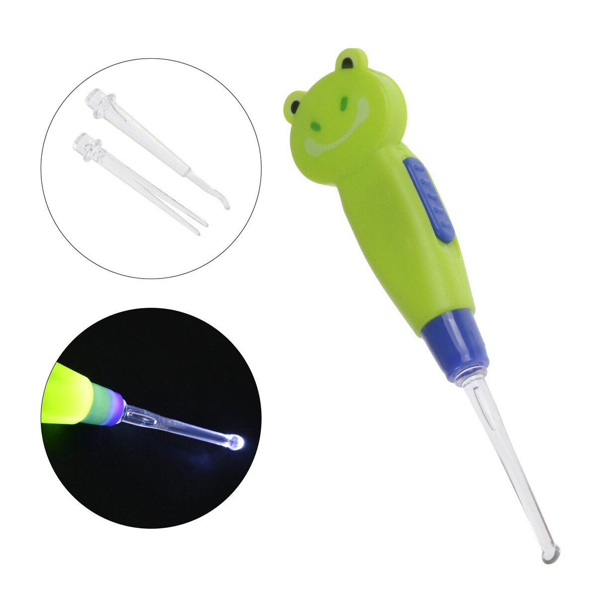 Палочка для чистки ушей les-02, led-подсветка, 3 насадки, от батареек, лягушка, Зеленый
Палочка для чистки ушей les-02, led-подсветка, 3 насадки, от батареек, лягушка, Зеленый