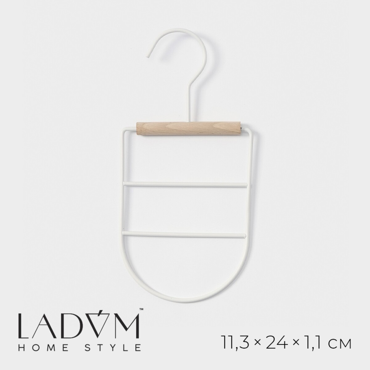 фото Вешалка органайзер для ремней и шарфов многоуровневая ladо́m laconique, 11,3×24×1,1 см, цвет белый