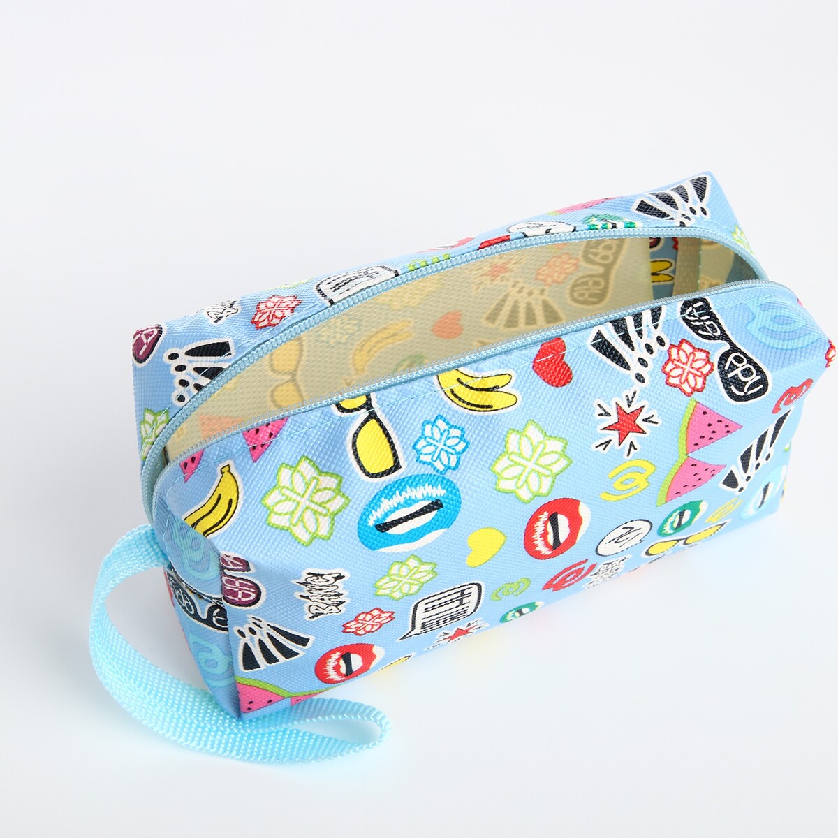 фото Косметичка на молнии, цвет голубой no brand