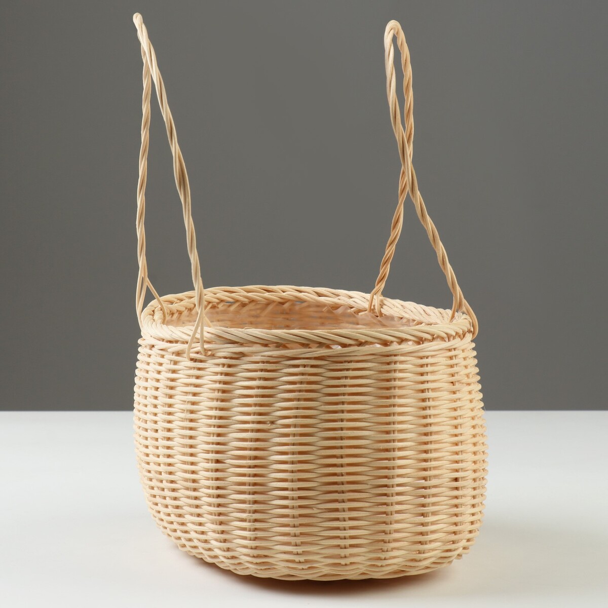 фото Корзина плетеная, 22 x 15 x 12/29 см, ротанг no brand