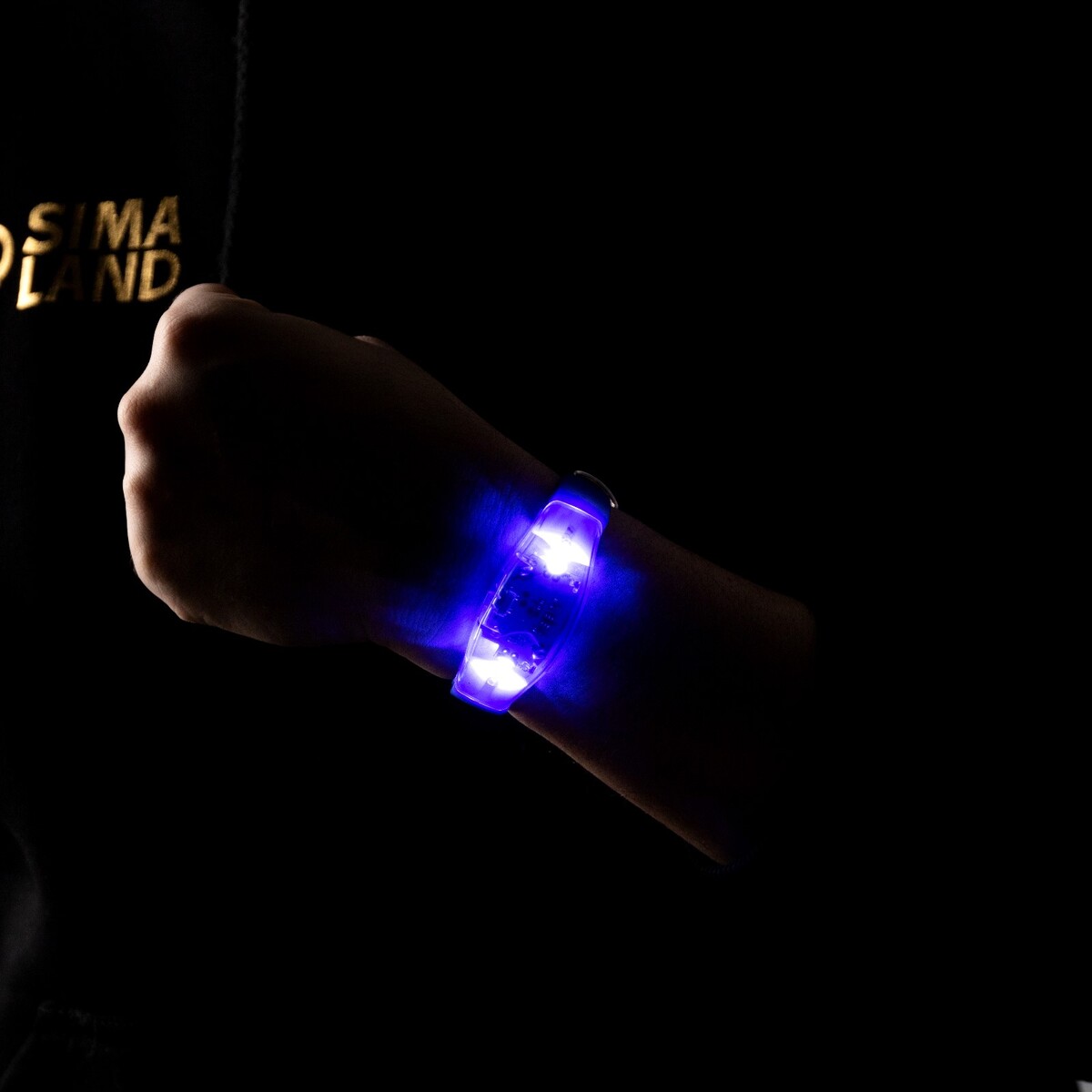 фото Светодиодный браслет синий, батарейки cr2016х2, свечение синее no brand