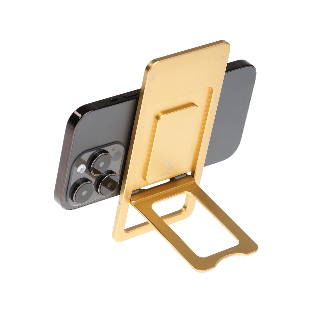 фото Подставка для телефона, складная, металлическая, прорезиненная, желтая no brand