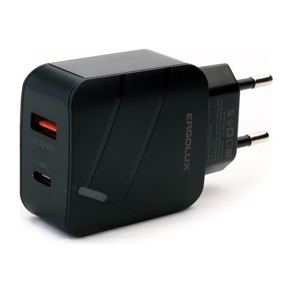 Сетевое зарядное устройство ergolux elx-рa01qc-c01, usb/usb-c, 3a, быстрая зарядка, черное
Сетевое зарядное устройство ergolux elx-рa01qc-c01, usb/usb-c, 3a, быстрая зарядка, черное