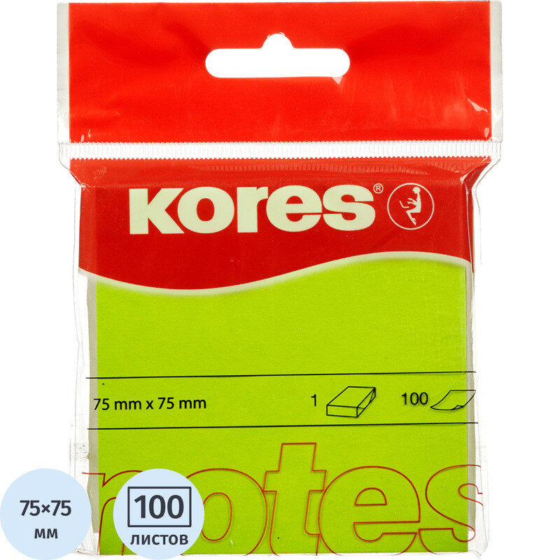 Стикеры Kores 75x75 мм неоновые зеленые (1 блок на 100 листов)
Стикеры Kores 75x75 мм неоновые зеленые (1 блок на 100 листов)