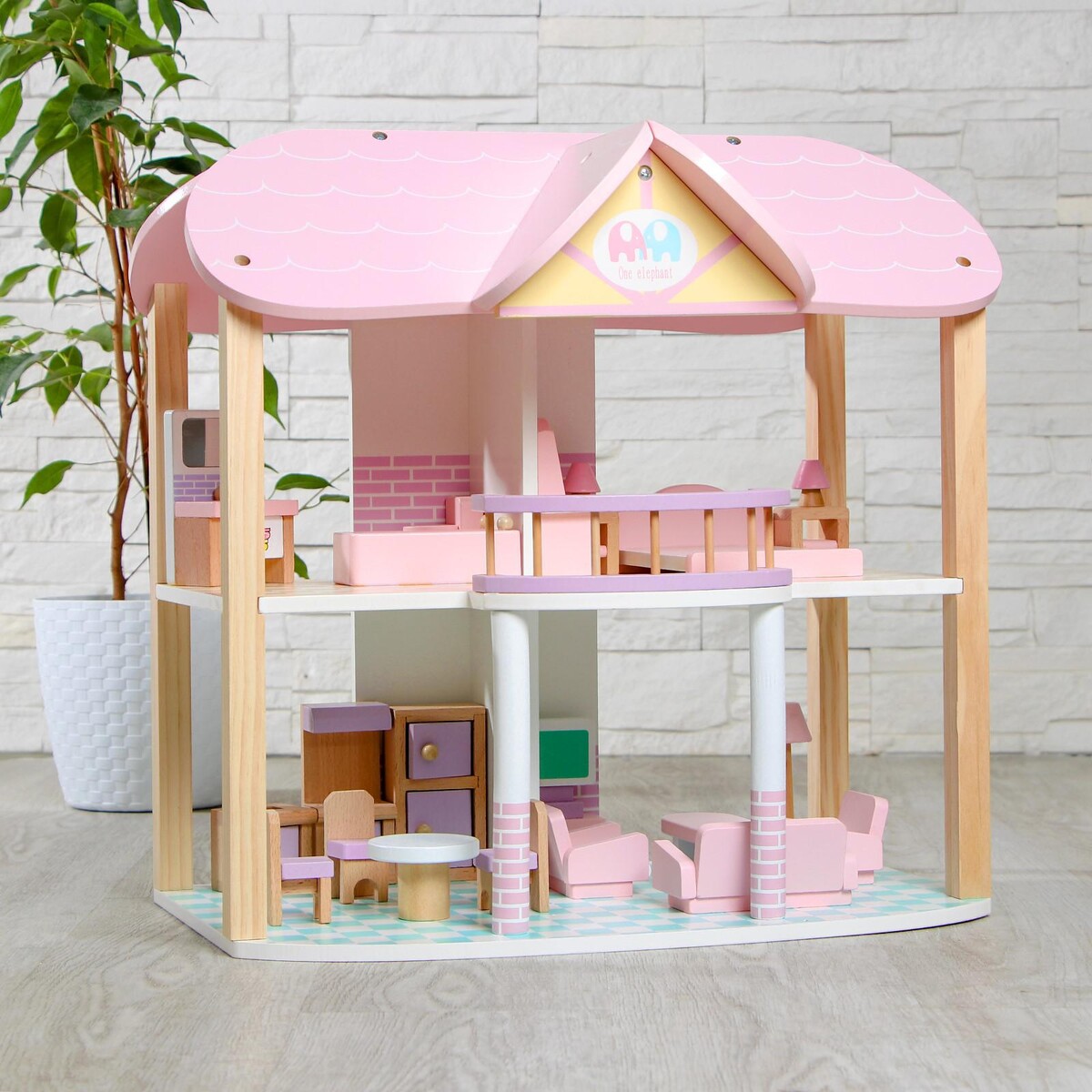 

Кукольный домик, деревянный, Разноцветный;бежевый;белый;розовый