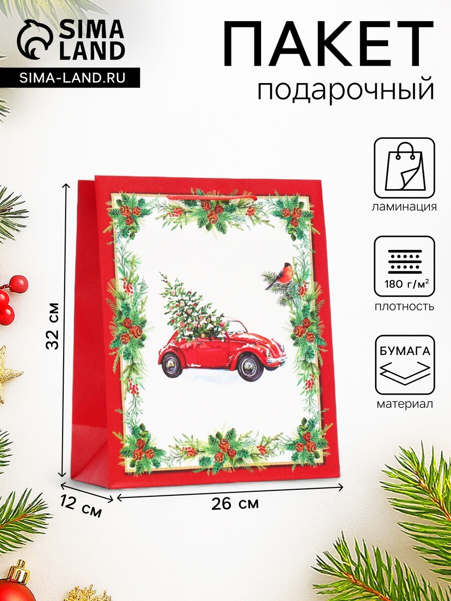 Пакет подарочный новогодний ламинированный, Красный
Пакет подарочный новогодний ламинированный, Красный