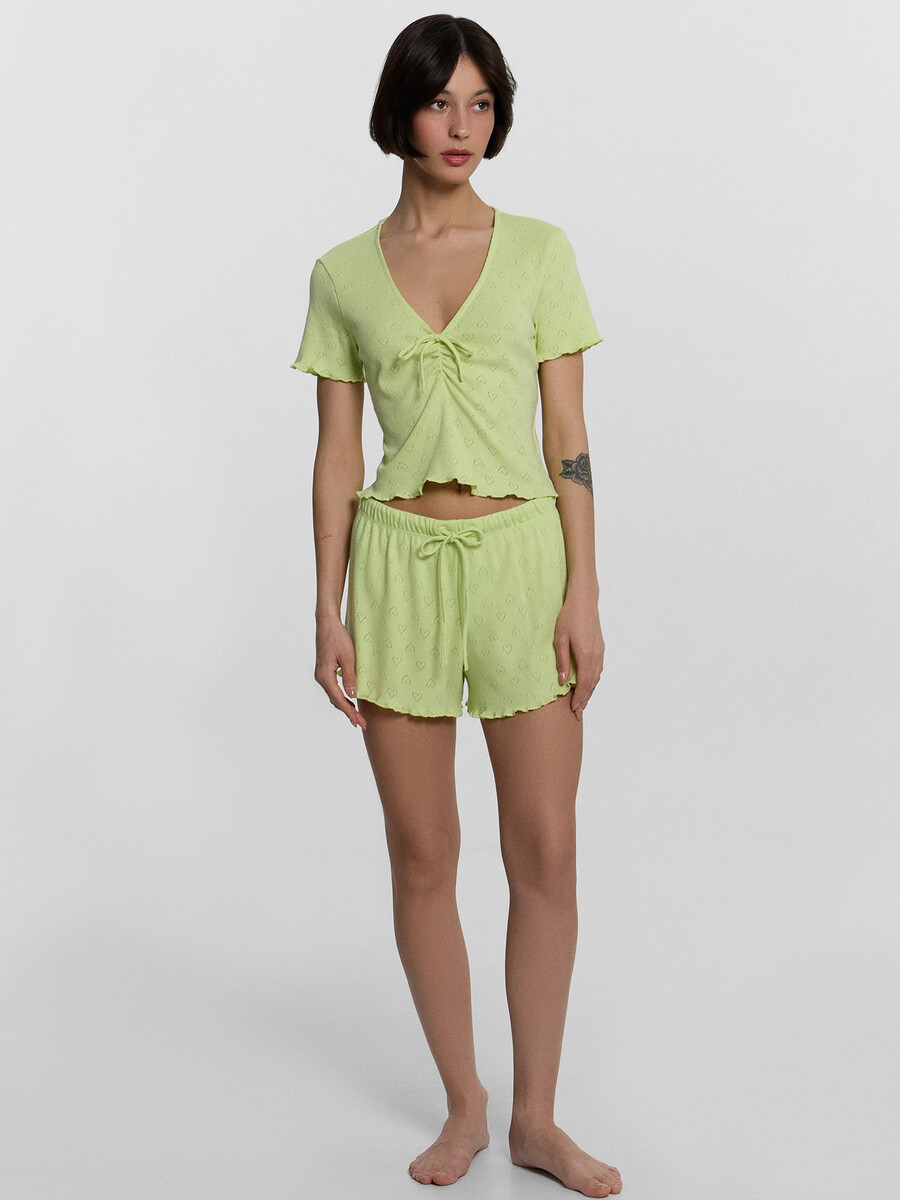 Комплект домашний женский салатовый, Зеленый;сердечки на салатовом перфорация
Комплект домашний женский салатовый, Зеленый;сердечки на салатовом перфорация