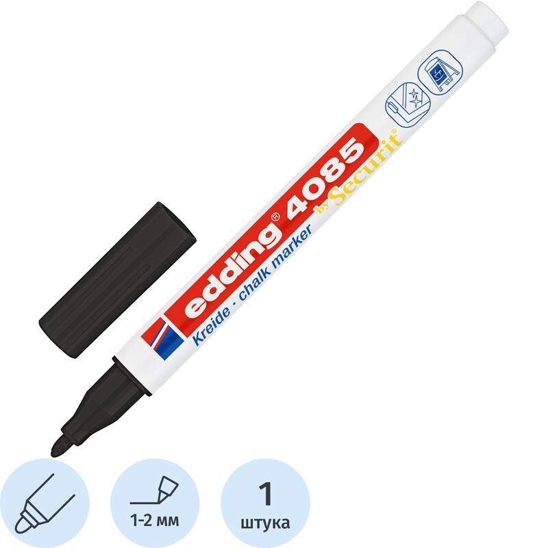 Маркер меловой Edding 4085 черный круглый наконечник (толщина линии 1-2 мм)
Маркер меловой Edding 4085 черный круглый наконечник (толщина линии 1-2 мм)