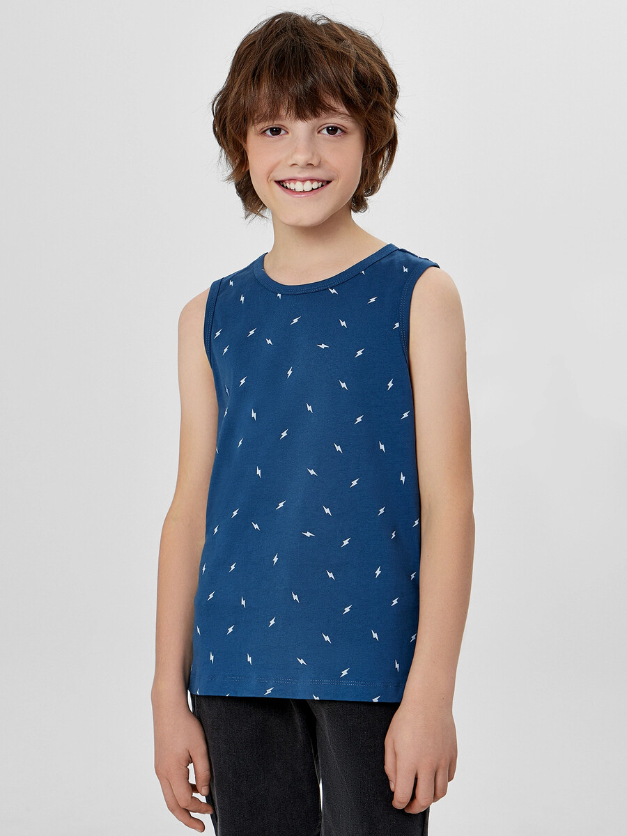 Майка для мальчиков, Синий;молнии на синем
Майка для мальчиков, Синий;молнии на синем