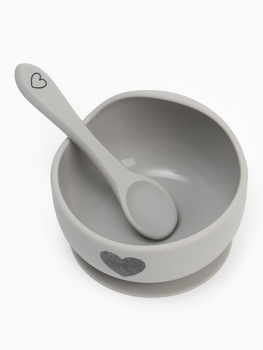 Тарелка детская на присоске и ложка, серый, mum&baby
Тарелка детская на присоске и ложка, серый, mum&baby