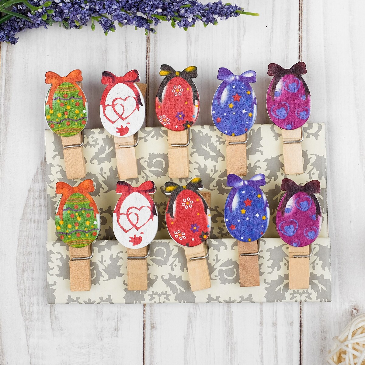 Прищепки декоративные с веревкой для подвеса, Разноцветный
Прищепки декоративные с веревкой для подвеса, Разноцветный