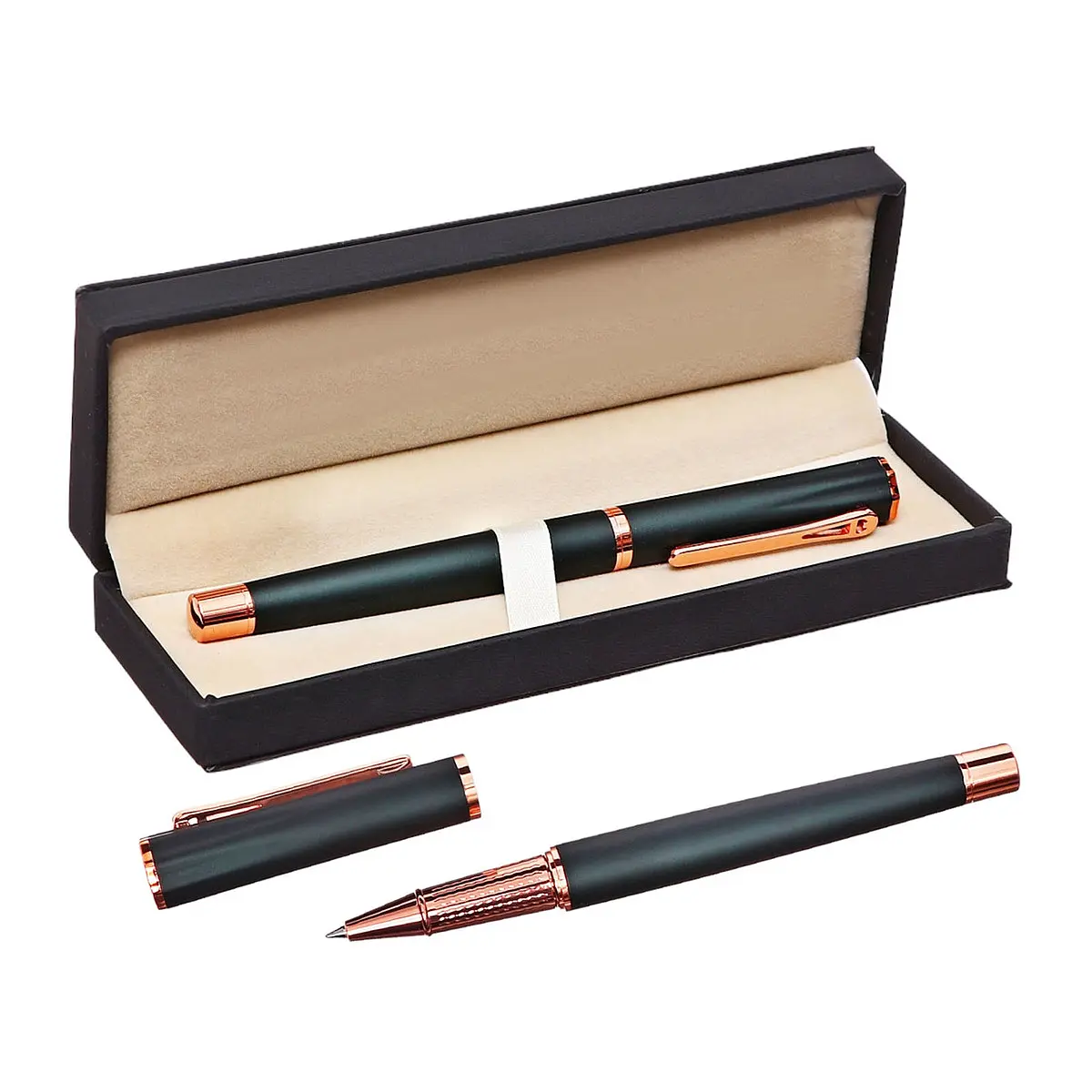 Ручка подарочная роллер, в кожзам футляре, софт-тач корпус, зеленый/медь
Ручка подарочная роллер, в кожзам футляре, софт-тач корпус, зеленый/медь