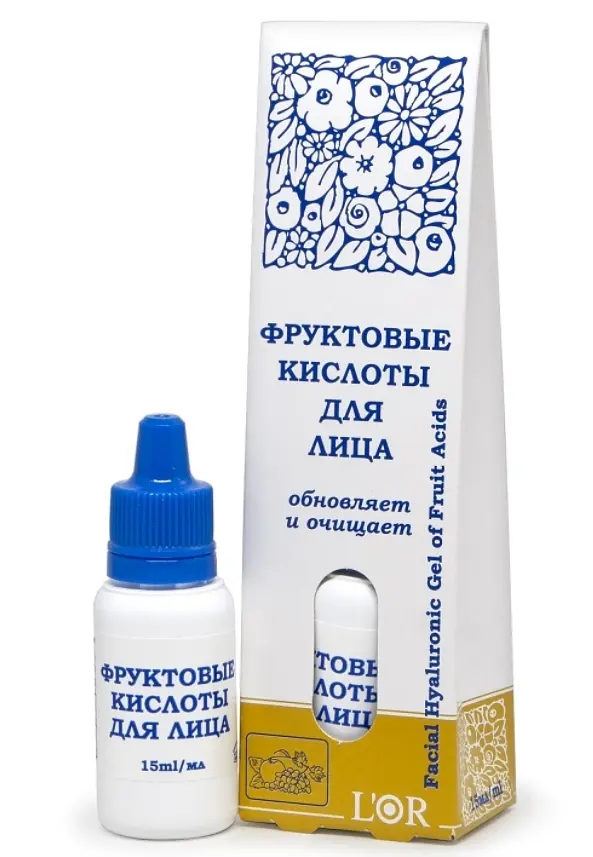 L'or Фруктовые кислоты для лица флакон-капелька 15мл
L'or Фруктовые кислоты для лица флакон-капелька 15мл
