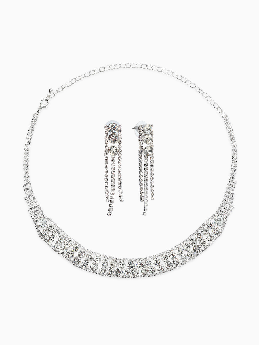 Набор 2 предмета: серьги, колье со стразами, Белый
Набор 2 предмета: серьги, колье со стразами, Белый