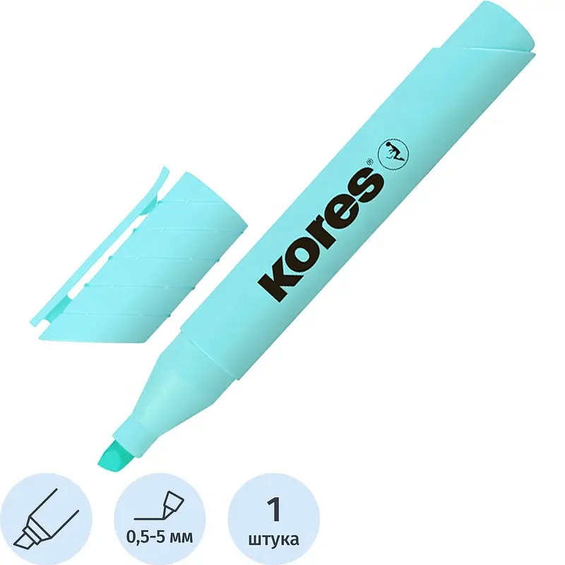 Текстовыделитель Kores High Liner Plus Pastel бирюзовый (толщина линии 0.5-5 мм)
Текстовыделитель Kores High Liner Plus Pastel бирюзовый (толщина линии 0.5-5 мм)