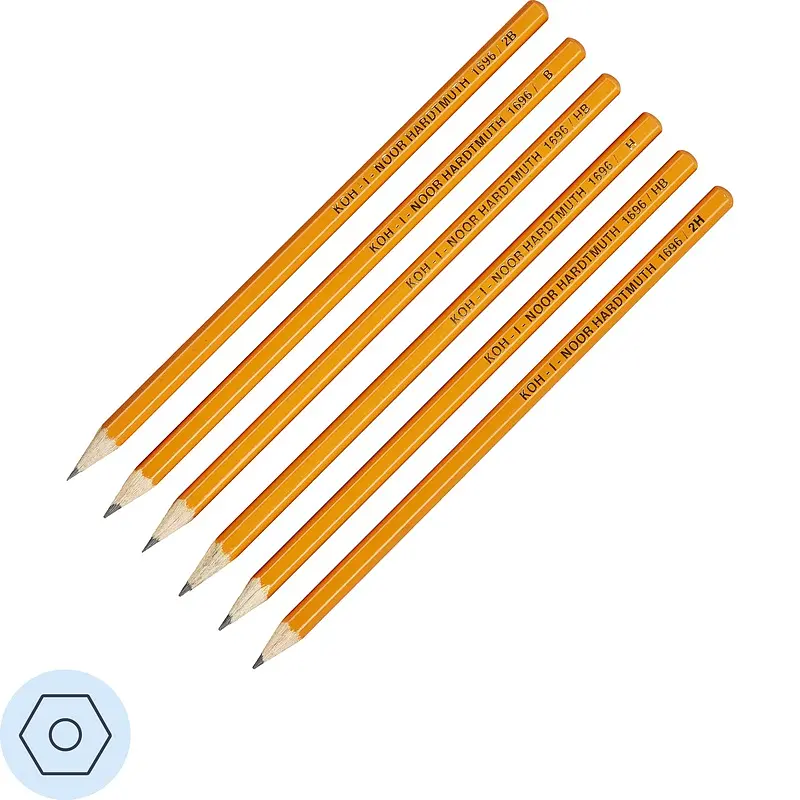 Набор чернографитных карандашей (HB, H, B, 2H, 2B) Koh-I-Noor 1696 заточенные шестигранные (6 штук в упаковке)
Набор чернографитных карандашей (HB, H, B, 2H, 2B) Koh-I-Noor 1696 заточенные шестигранные (6 штук в упаковке)