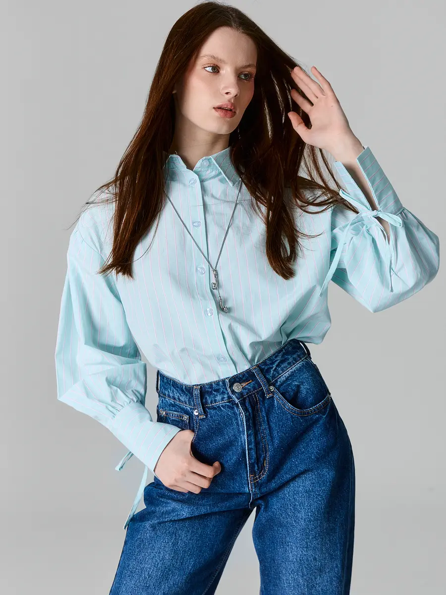 Рубашка женская, Голубой;полоска на мятном
Рубашка женская, Голубой;полоска на мятном