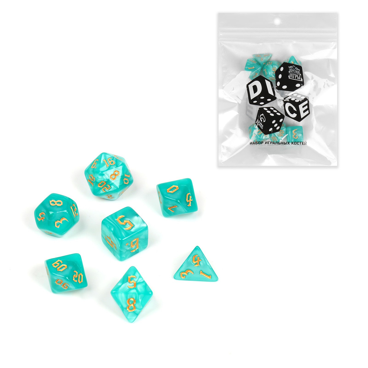 Кубики - дайсы для днд, набор 7 шт., бирюзовые, Бирюзовый
Кубики - дайсы для днд, набор 7 шт., бирюзовые, Бирюзовый