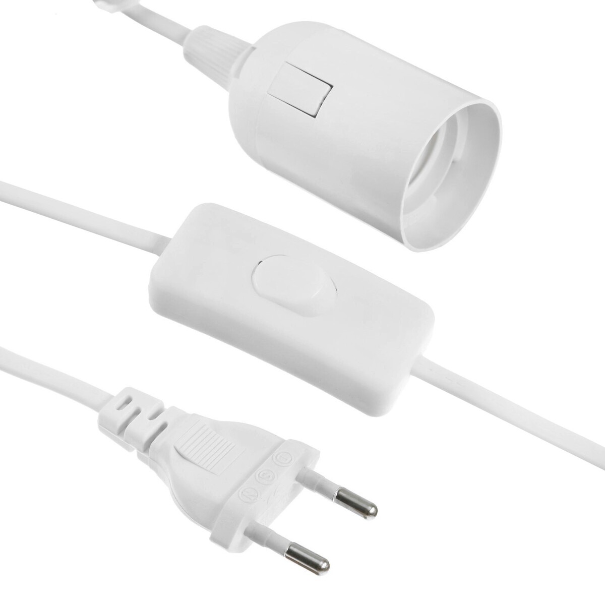 Патрон подвесной с выключателем, е27, провод 3 м, белый
Патрон подвесной с выключателем, е27, провод 3 м, белый