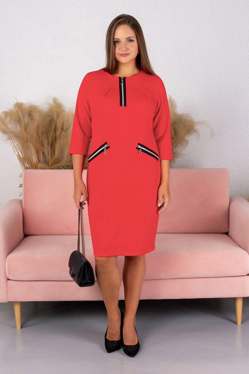 Платье Liza Fashion, размер 48, цвет красный 0256586 - фото 2