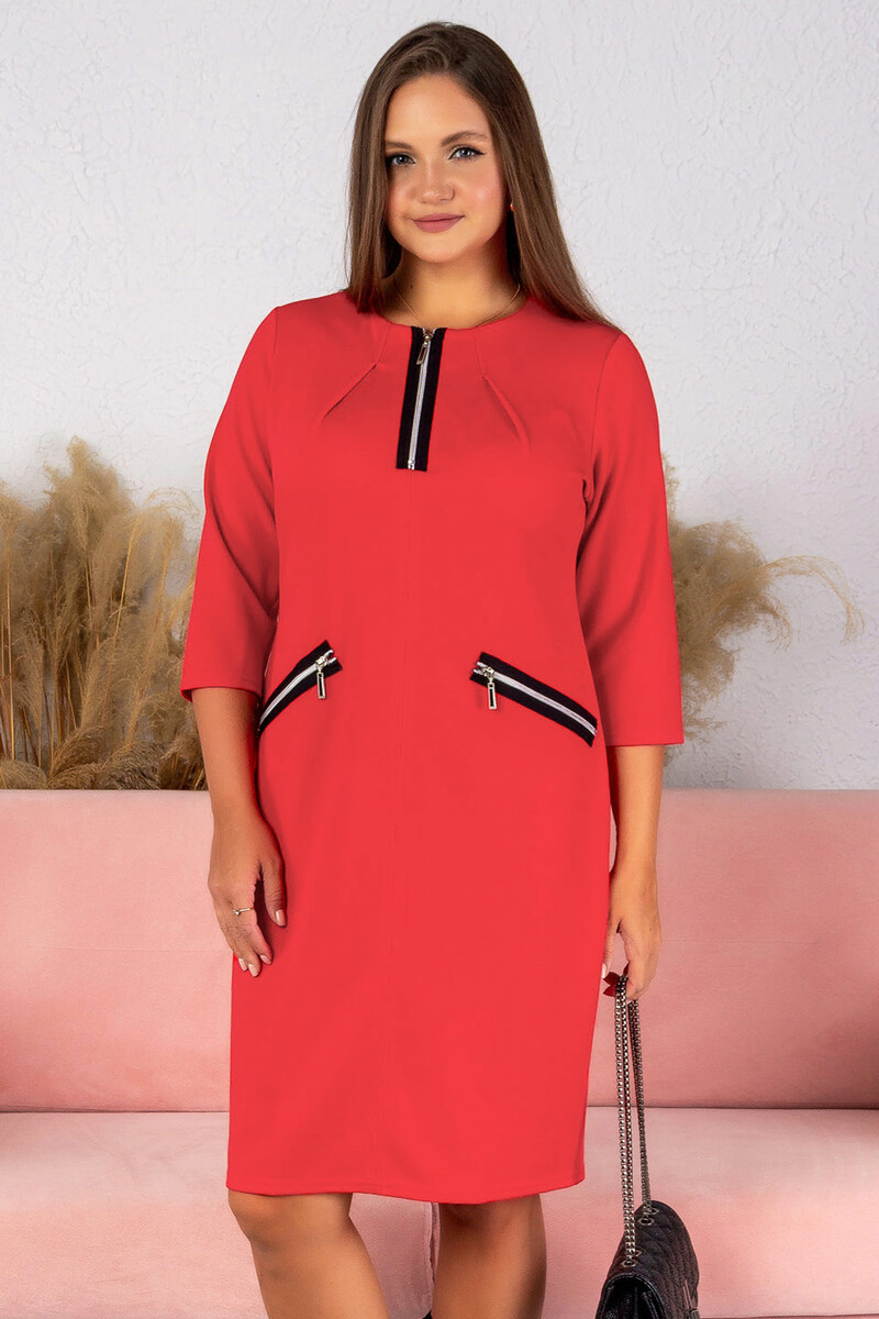 Платье Liza Fashion, размер 48, цвет красный 0256586 - фото 3