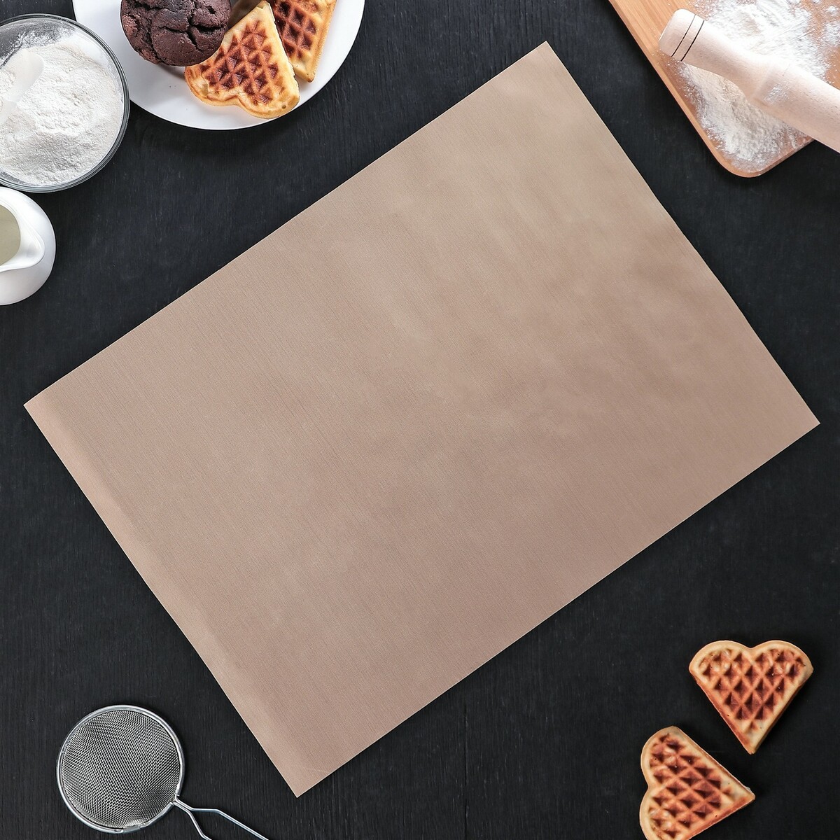 Коврик антипригарный доляна, 33×45 см, цвет коричневый коврик вкладыш антипригарный для сковородки 24 см nostik