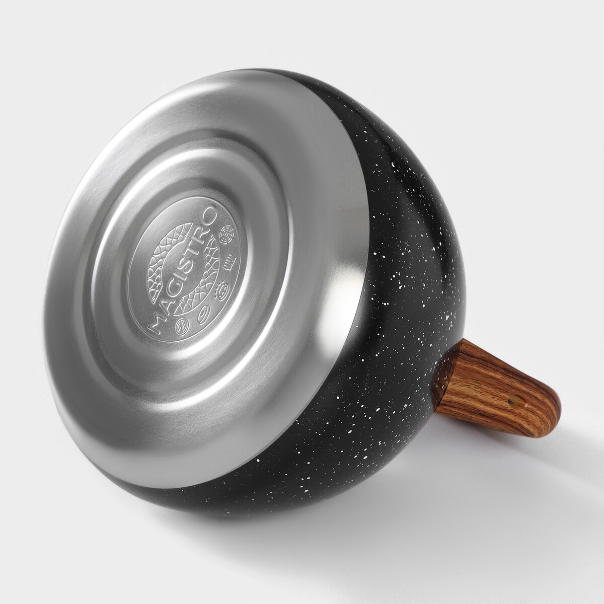 фото Чайник со свистком из нержавеющей стали magistro stone, 2,7 л, ручка soft-touch, индукция, цвет черный