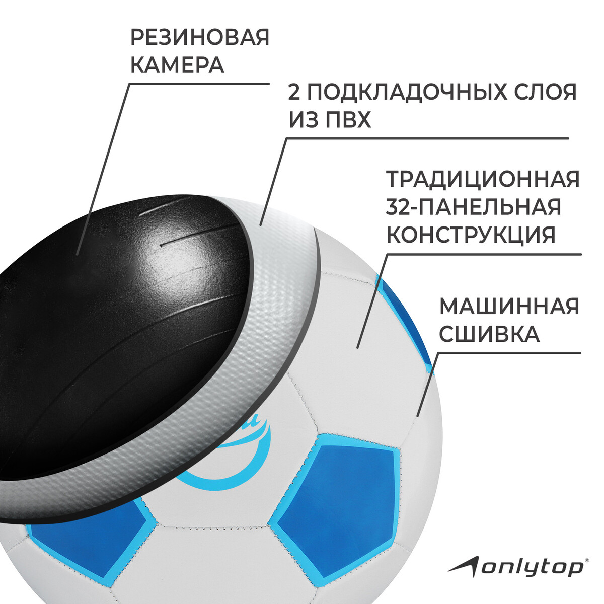 Мяч футбольный onlytop ONLYTOP 0444285: купить за 600 руб в интернет  магазине с бесплатной доставкой