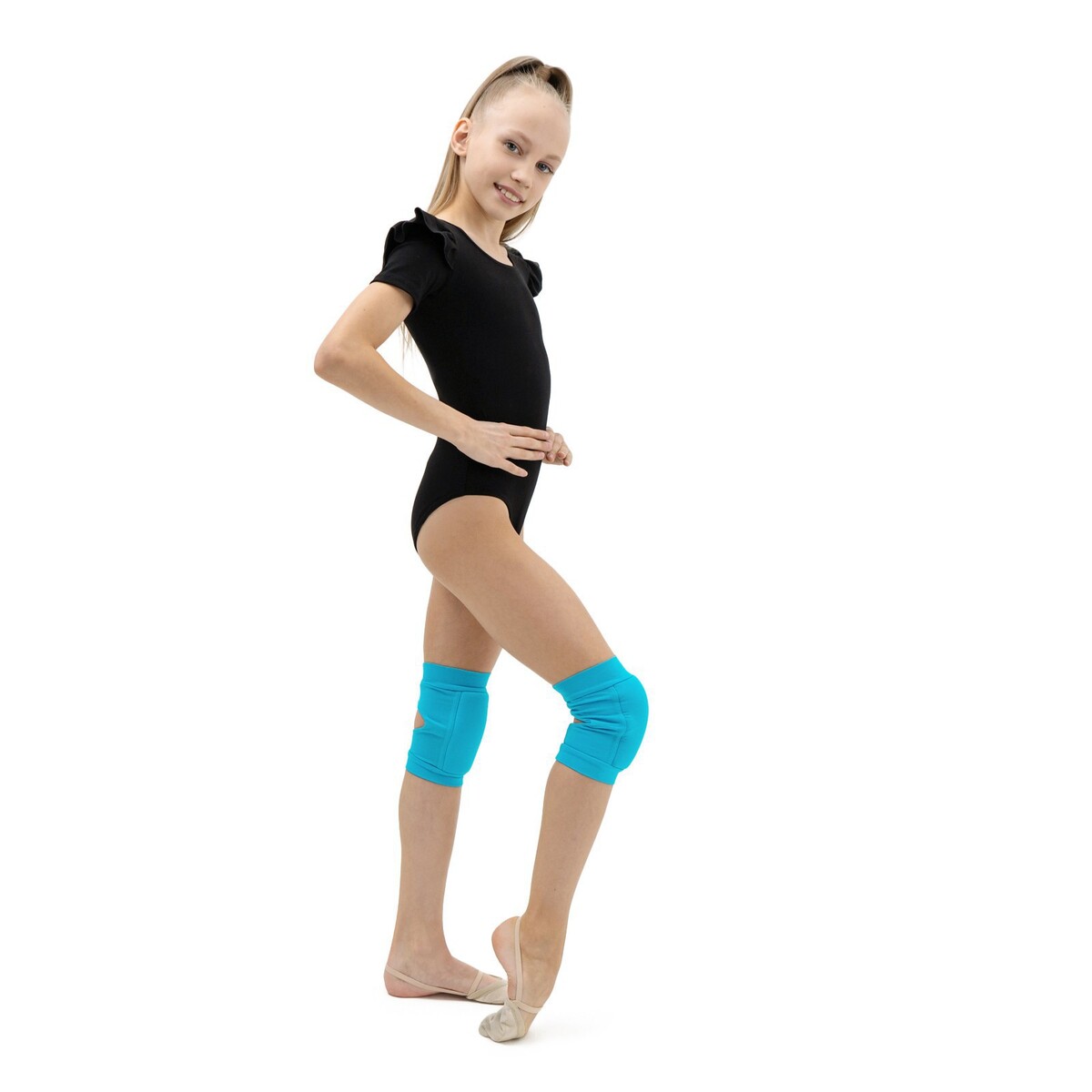 фото Наколенники для гимнастики и танцев grace dance, с уплотнителем, р. s, 7-10 лет, цвет бирюзовый