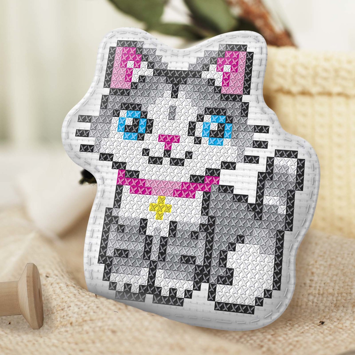 

Вышивка крестиком, игрушка, Серый