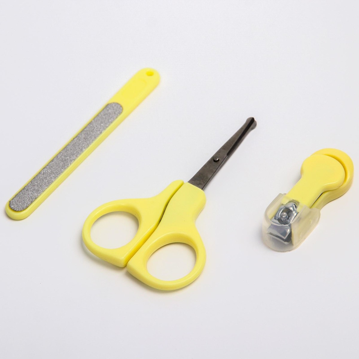 Детский маникюрный набор, 3 предмета: ножницы, пилка, книпсер, от 0 мес., цвет желтый