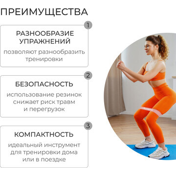 Фитнес-резинка onlytop, 30,5х7,6х0,035 с