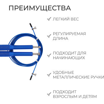 Скоростная скакалка onlytop, 2,8 м, цвет