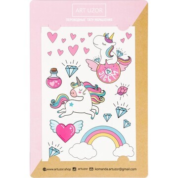 Наклейки‒тату rainbow unicorns, 14 × 21 